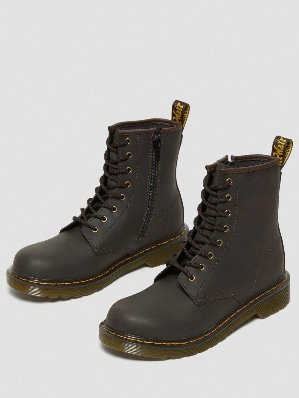 Dr. Martens Youth 1460 Wildhorse Leather Lace Up Boots Brown NWT Size 3